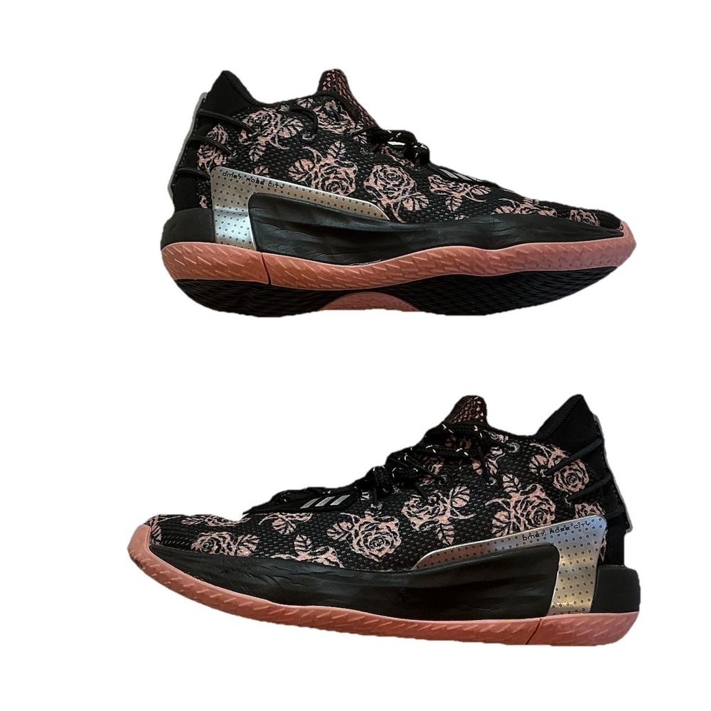 Adidas DME 7 Rose City Basketball Shoes Sneakers Black Pink Floral Youth Sz 3.5